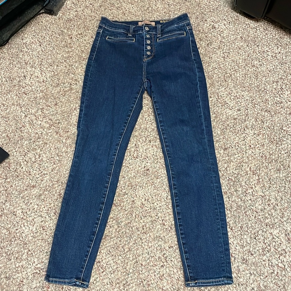 7 for all mankind high exposed button skinny jeans